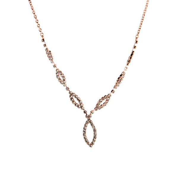 Rosa Rhinestones Weave Rose Gold Y-Necklace - image 
