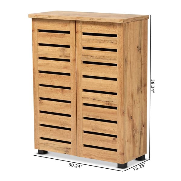 Baxton Studio Adalwin Oak Brown Wood 2-Door Shoe Storage Cabinet