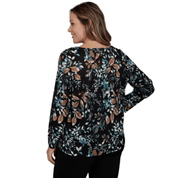 Plus Size Emaline Key Items Long Sleeve Cowl Neck Floral Blouse