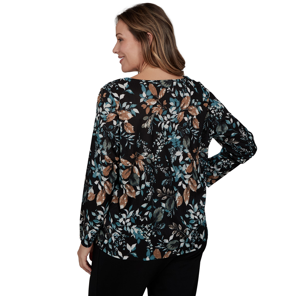 Plus Size Emaline Key Items Long Sleeve Cowl Neck Floral Blouse