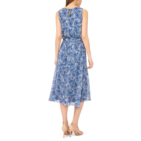 Womens MSK Sleeveless Chiffon Floral Tie Waist A-Line Dress