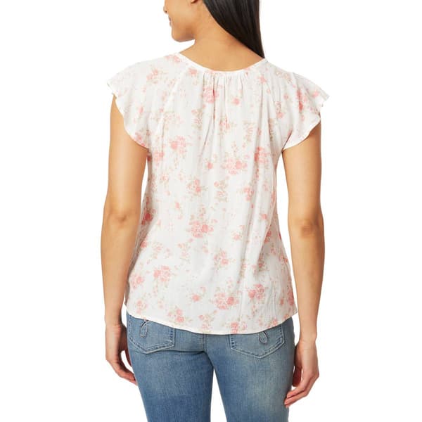 Juniors Wallflower Lace Trim Gauze Boho Blouse