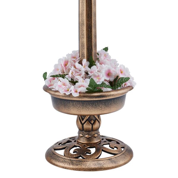 Alpine Solar LED Pesdestal Birdbath w/ Planter
