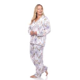 Plus Size White Mark 2pc. Long Sleeve Floral Pajama Set