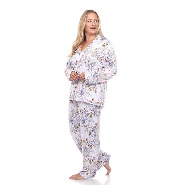 Plus Size White Mark 2pc. Long Sleeve Floral Pajama Set