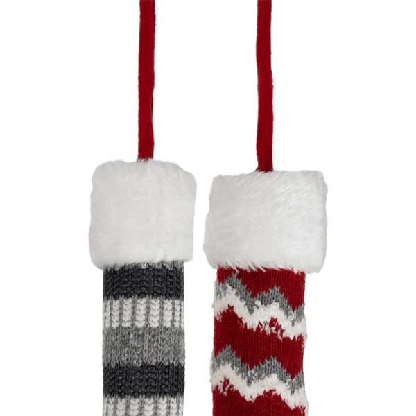 Northlight Grey & Red Plush Elf Leg Christmas Picks - Set of 2