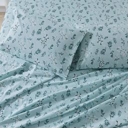 Freshfolds Turkish Cotton Snowy Botanical Flannel 4pc. Sheet Set