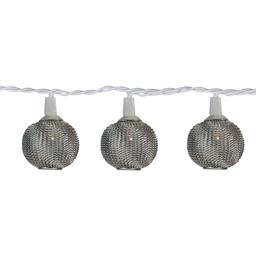Sienna 10 Battery Operated Silver Mini Patio Lights - 7.5 ft Whi