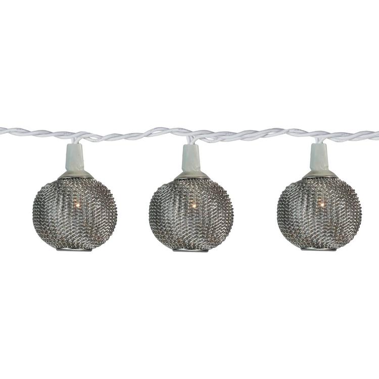Sienna 10 Battery Operated Silver Mini Patio Lights - 7.5 ft Whi