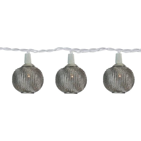 Sienna 10 Battery Operated Silver Mini Patio Lights - 7.5 ft Whi - image 