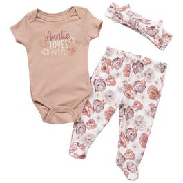 Baby Girl &#40;NB-9M&#41; Chick Pea&#40;R&#41; 3pc. Short Sleeve Floral Footed Set