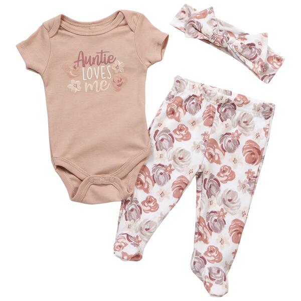Baby Girl &#40;NB-9M&#41; Chick Pea&#40;R&#41; 3pc. Short Sleeve Floral Footed Set - image 