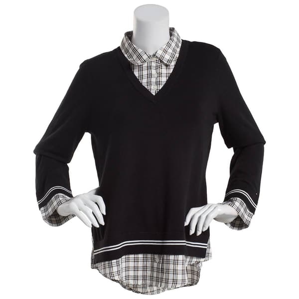 Womens Tommy Hilfiger Sport Flicker Plaid Shirt Under Sweater - image 