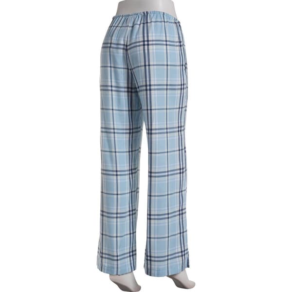 Juniors Self Esteem Blue Twill Plaid Wide Leg Lounge Pants