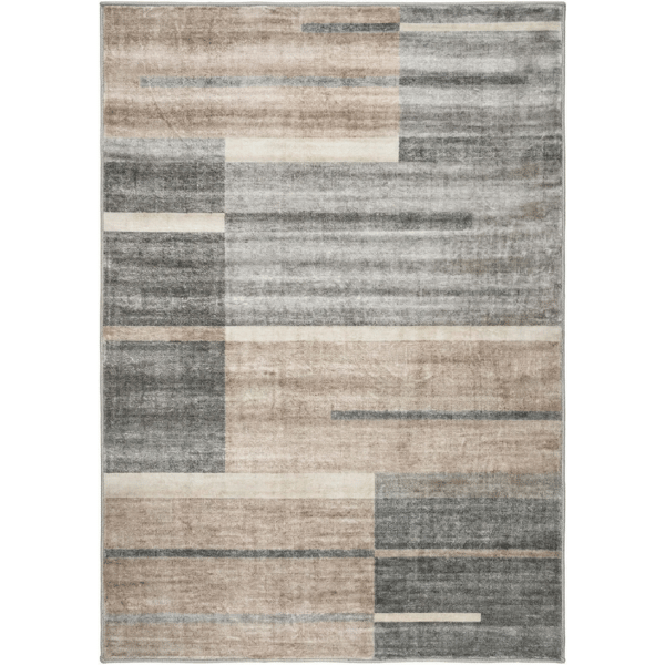 HomeRoots Modern Grey & Brown Abstract Rectangular Area Rug - image 