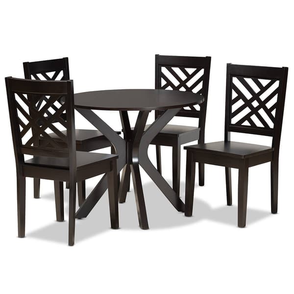 Baxton Studio Ela Dark Brown Finished Wood 5pc. Dining Set