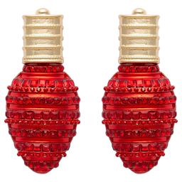 Red Crystal Christmas Tree Light Bulb Earrings