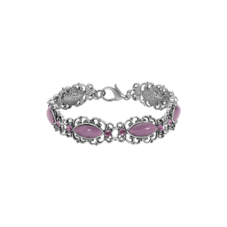 1928 Silver-Tone Oval Purple Moonstone Bracelet