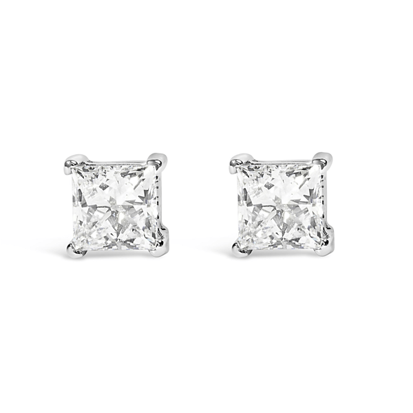 Haus of Brilliance Lab-Grown Princess-Cut Diamond Stud Earrings - image 