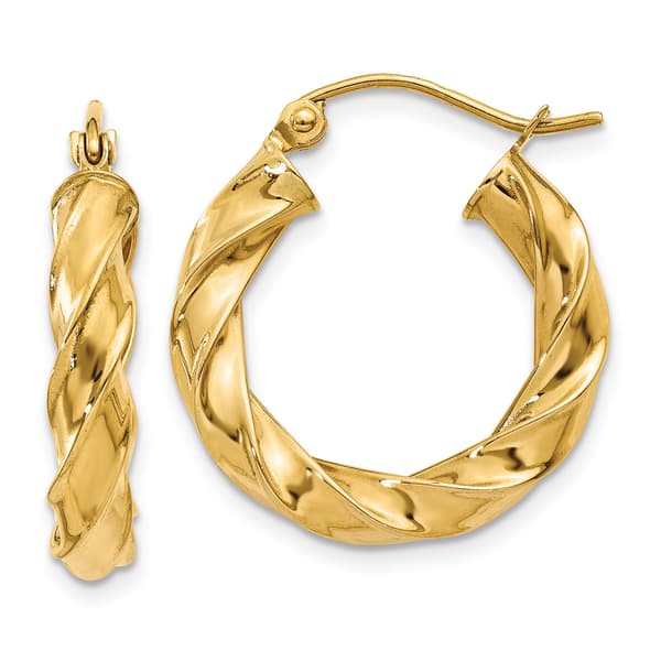 Gold Classics&#40;tm&#41; 14kt. Gold 21mm Twisted Hoop Earrings - image 