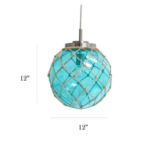 Elegant Designs Coastal Buoy Netted Ocean Sea Glass Pendant Light