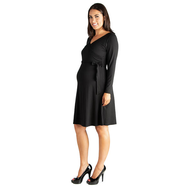 Womens 24/7 Comfort Apparel Belted Maternity Wrap Dress