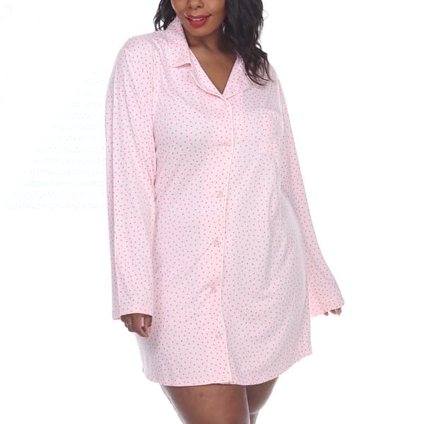 Plus Size White Mark Long Sleeve Nightshirt