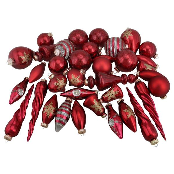 Northlight Seasonal 36-Piece Red Asymmetrical Ornament Set - image 