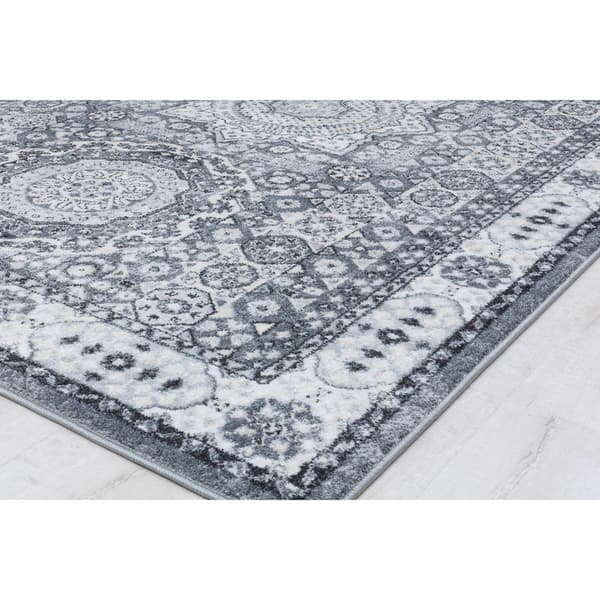 Rugs America&#8482; Hailey Ice Cube Silver Abstract Vintage Area Rug