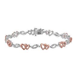 Nova Star(R) Pink Plated Silver Lab Grown Diamond Heart Bracelet