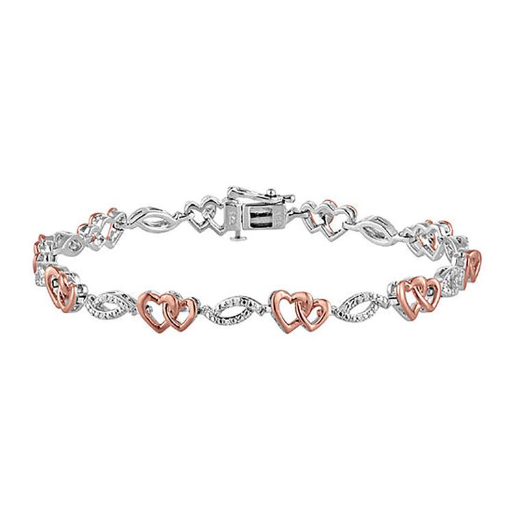 Nova Star(R) Pink Plated Silver Lab Grown Diamond Heart Bracelet