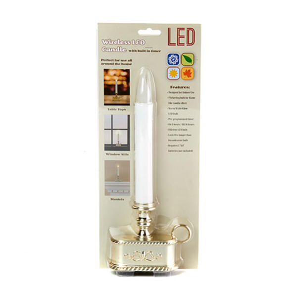 Battery Operated Gold LED Candle with Timer - image 