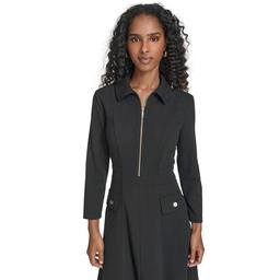 Womens Tommy Hilfiger Long Sleeve A-Line Crepe Dress