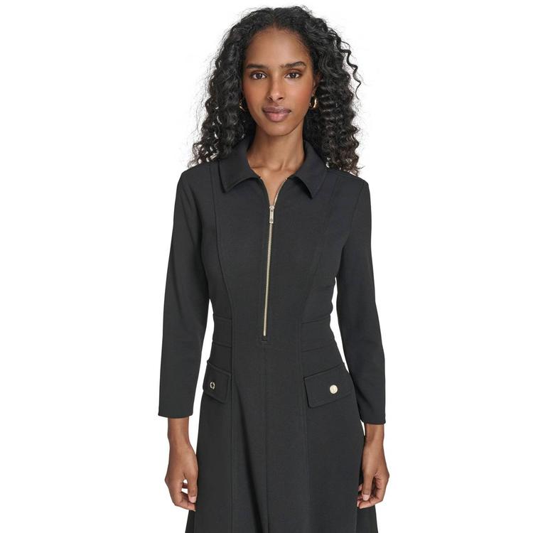 Womens Tommy Hilfiger Long Sleeve A-Line Crepe Dress
