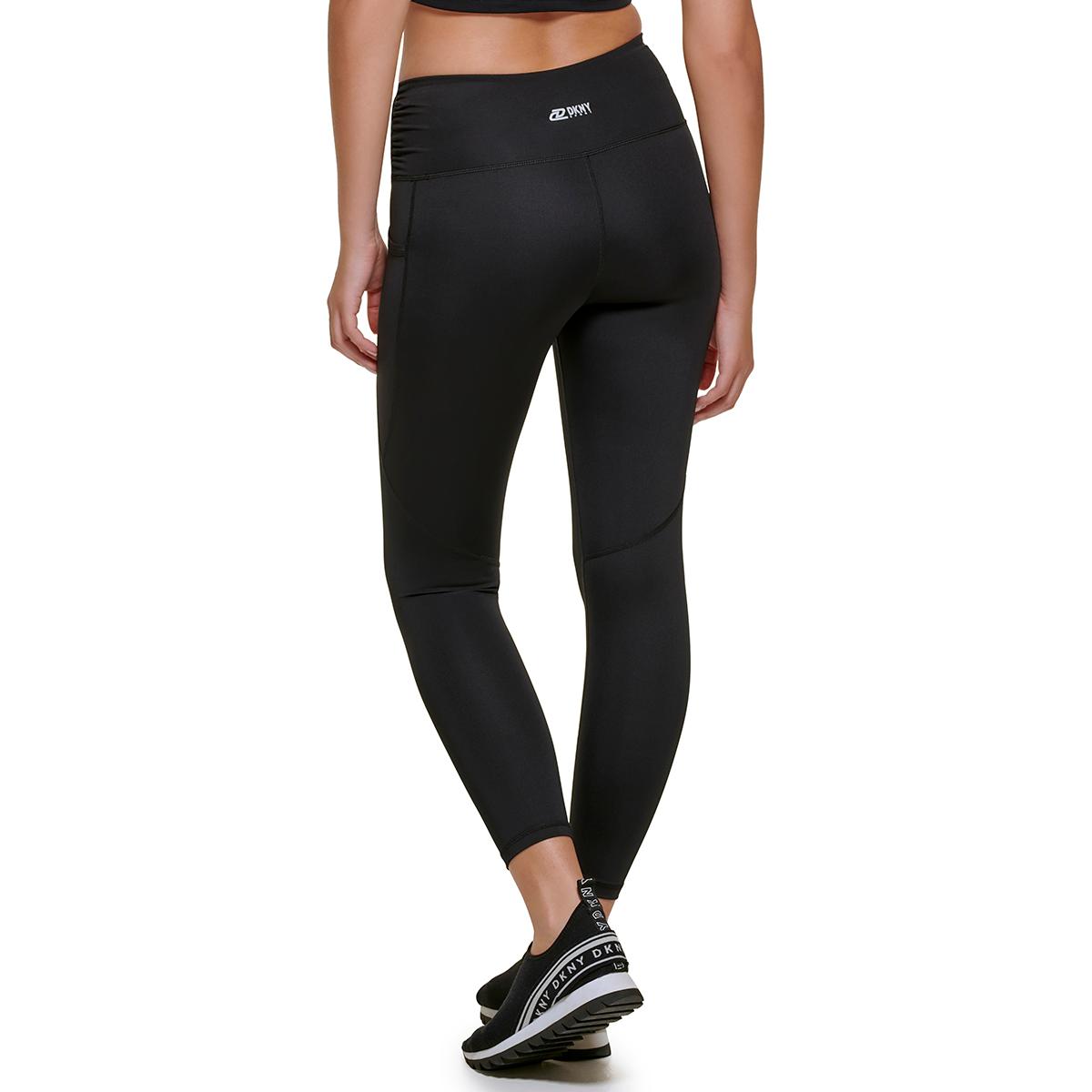 DKNY Women's High Waist Compression Leggings - 7/8 Length With Logo Taping