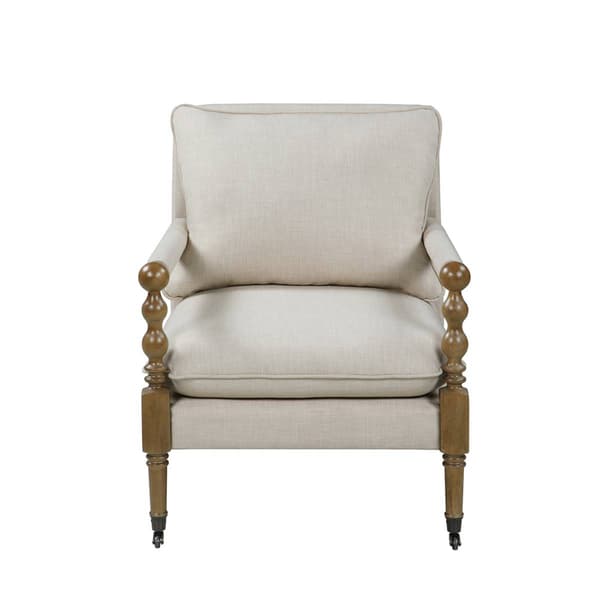 Coaster Upholstered Accent Chair with Casters - Beige/Dark Oak