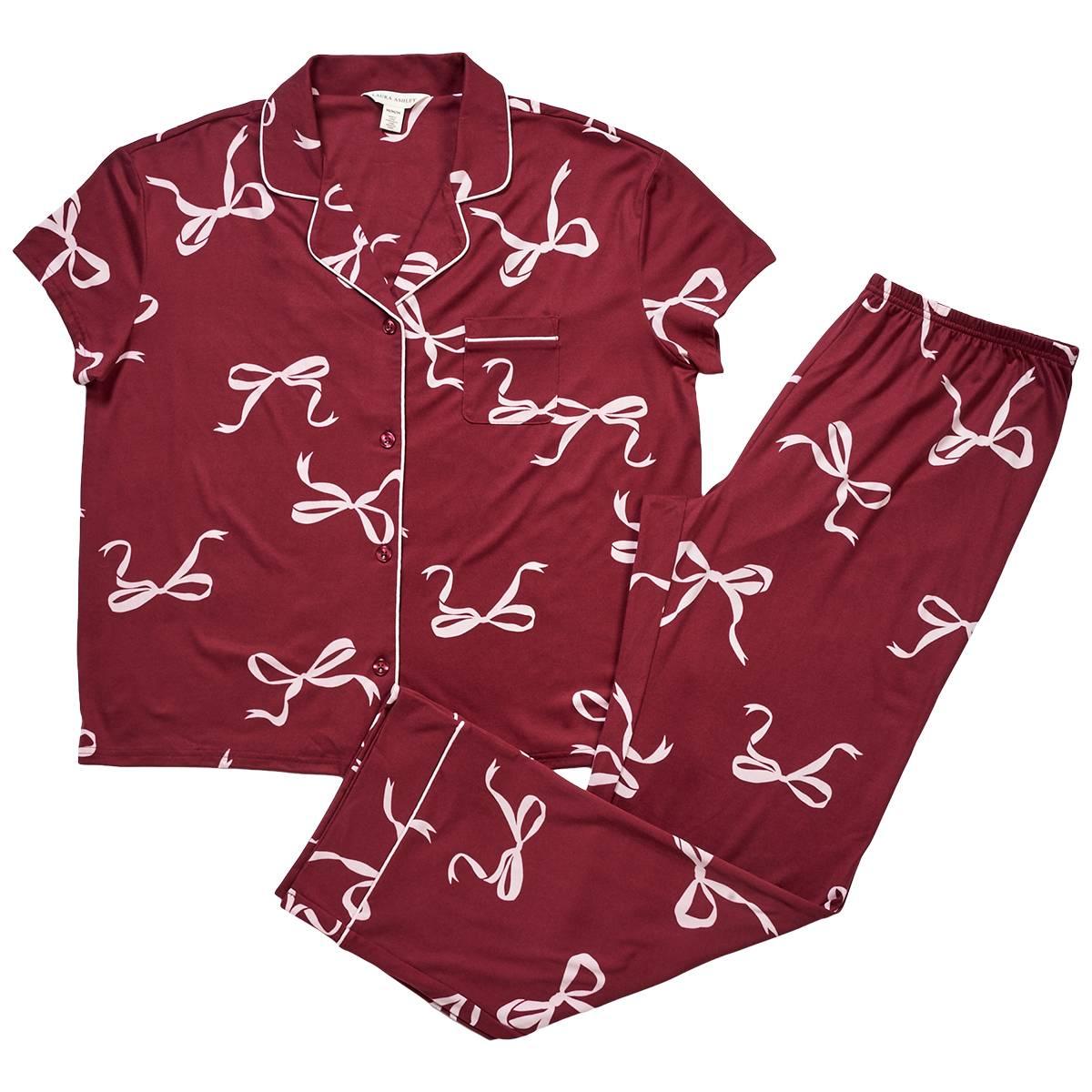 Womens Laura Ashley® Short Sleeve Oversized Bows Boxy Pajama Set