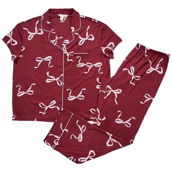 Womens Laura Ashley® Short Sleeve Oversized Bows Boxy Pajama Set - image 