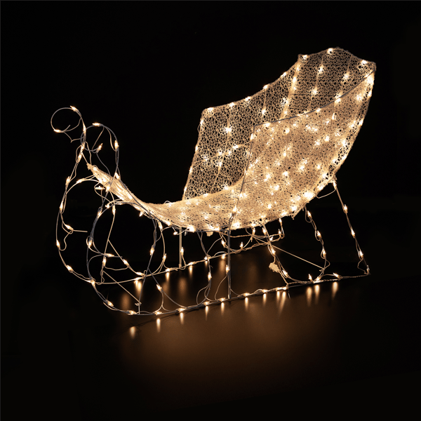 Northlight 48in. White Crystal 3D Sleigh Christmas Outdoor Decor