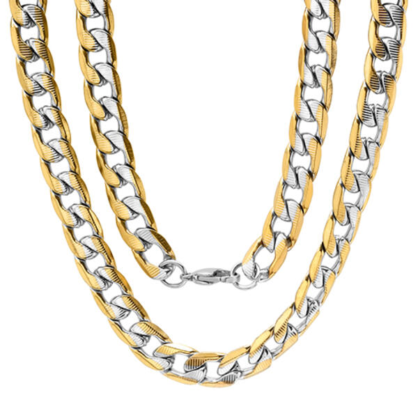 Mens Steeltime 18kt. Gold Plated Linear Curb Chain Necklace - image 