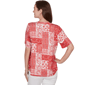 Womens Ruby Rd. French Riviera Elbow Sleeve Patchwork Henley Tee - image 2