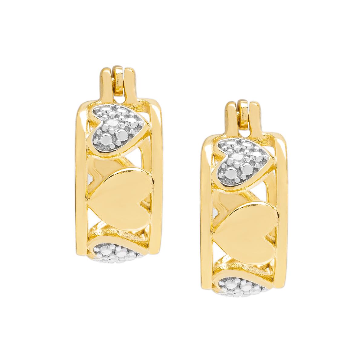 Gianni Argento Gold over Sterling Silver Heart Hoop Earrings