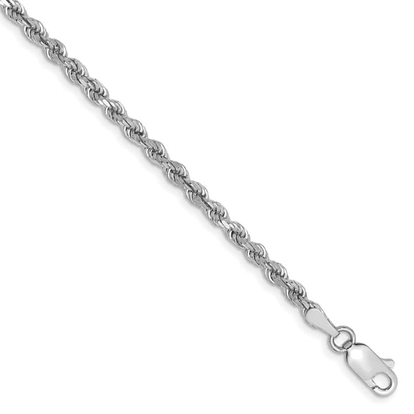 Unisex Gold Classics&#8482; 2.75mm. 14k White Diamond Cut Rope Necklace