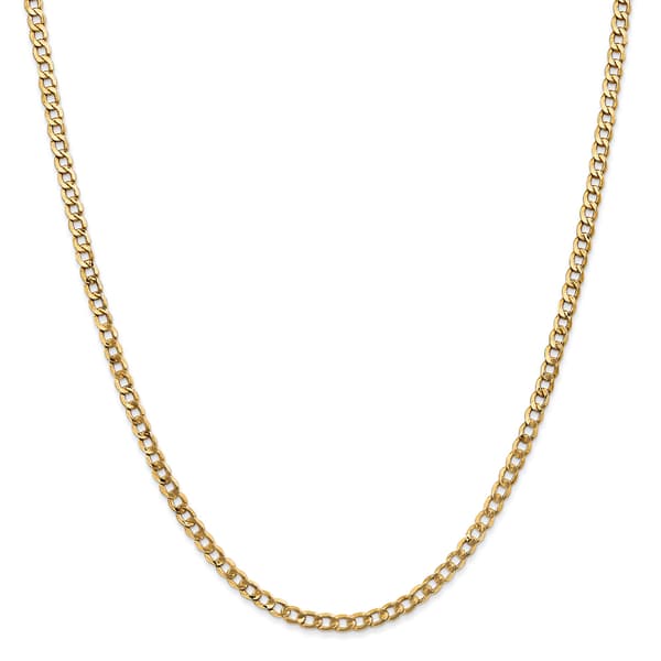 Unisex Gold Classics&#40;tm&#41; 3.35mm. 14k Semi Solid Curb Link Necklace