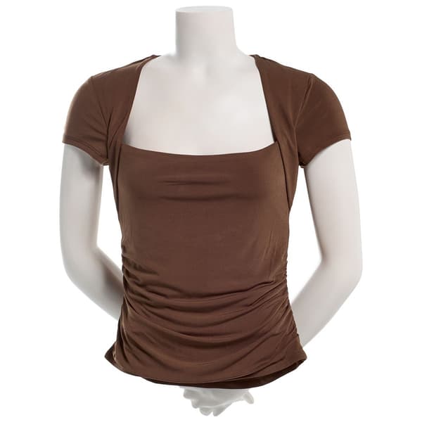 Juniors Madden Girl Faux Shrug Side Ruch Cap Sleeve Top