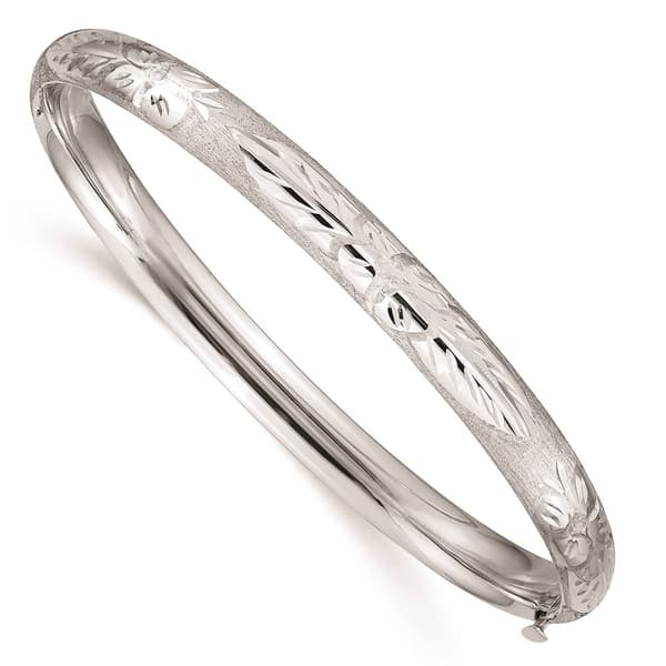 Gold Classics&#40;tm&#41; 14kt. Gold White Gold Florentine Engraved Bangle - image 