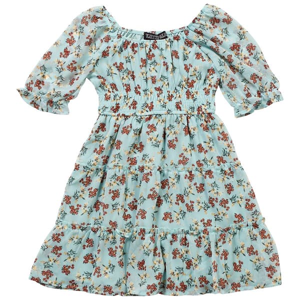 Girls &#40;7-12&#41; Trixxi Puff Sleeve Floral Chiffon Dress - image 