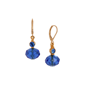 1928 Gold-Tone Rondell Blue Crystal Drop Leverback Earrings - image 1