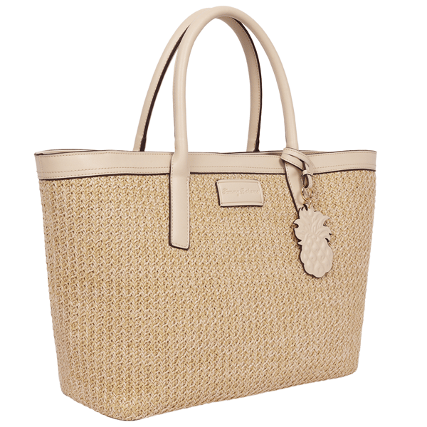 Tommy Bahama Woven Straw Beach Tote with Pineapple Charm