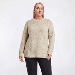 Plus Size Architect® Long Sleeve Oversized Nep Yarn Sweater